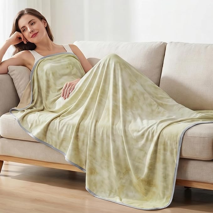Guohaoi Cooling Throw Blanket for Hot Sleepers, Twin Size 80''×90'' Lightweight Breathable Summer Bed Blanket for Couch, Arc-Chill Q-Max >0.5 Cool Fiber, Lightweight Blanket Yellow