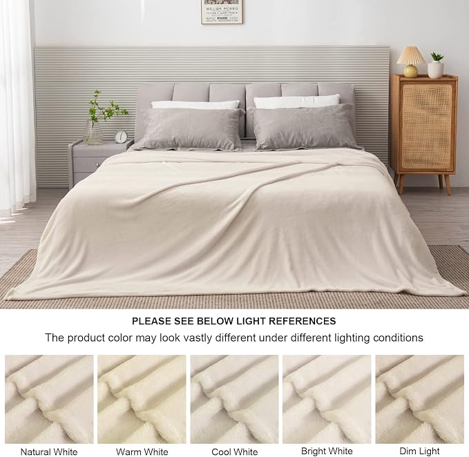 BEDELITE Fleece Blanket King Size Blankets for Bed, Luxury Plush Cozy Fuzzy Blanket 108x90 inches, Super Soft Warm Lightweight Throw Blanket All Seasons Suitable, Beige