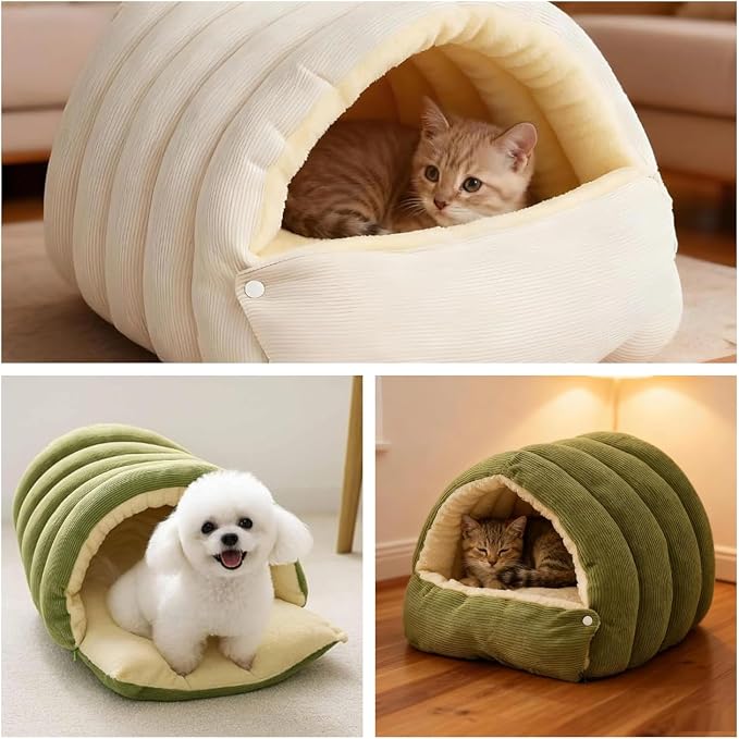 Cozy Monster Cat & Dog Cave, Indoor Washable Hideaway for Pets, Includes Removable Cover and Non-Slip Base. Cave-Style Design Provides a Comfortable Space for Cats and Dogs (Purple,Large)