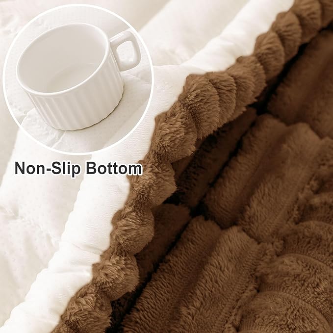 hyha Couch Cover for Dogs Washable, Non Slip Thick Flannel Sofa Protector, Pet Friendly Plush Furniture Cover for Sectional Sofa & Loveseat (Brown, 35.4" x 82.7")