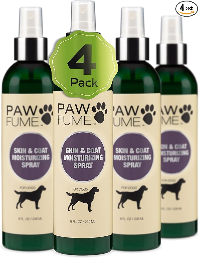 PAWFUME Skin & Coat Detangler Spray for Dogs, 4-Pack – Soothe Dry, Itchy Coats Quickly – Non-Toxic Chamomile & Oat Formula, Essential Fatty Acids & Vet-Certified – Dog Detangler Spray Dematting Care