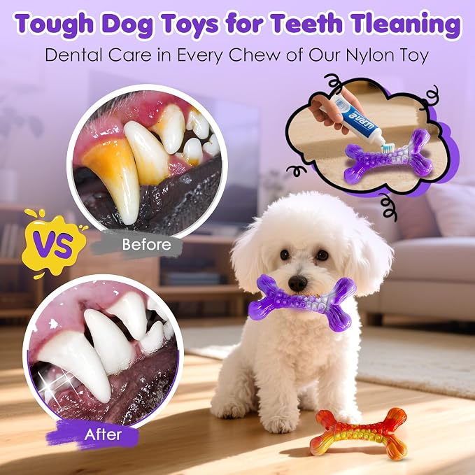 WOWBALA Dog Chew Toy Aggressive Chewers - 2 Pack Indestructible Dog Toys - Tough Dogs Toy to Keep Them Busy - Pet Toys for Medium, Large Breed，Teeth Cleaning & Boredom Relief（2 Pack）