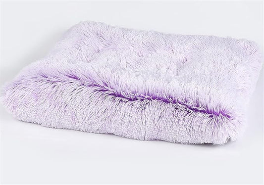 Long Plush Calming Pet Bed Cuddler Pet Bed for Dogs and Cats Fluffy Faux Fur Dog Bed with Anti Slip Bottom Machine Washable Pet Sleep Bed Crate Mat Gradient Purple XL
