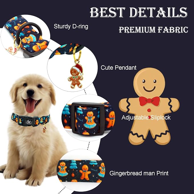 Elegant little tail Christmas Dog Collar - Christmas Tree Red Pet Collar Cotton Soft Plastic Buckle Sturdy Puppy Collars Holiday Female or Male Adjustable Collar for Large Dogs