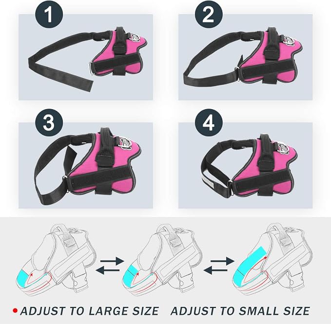 Dog Harness, No-Pull Reflective Dog Vest, Breathable Adjustable Pet Harness with Handle for Outdoor Walking - No More Pulling, Tugging or Choking (Rose red, S)