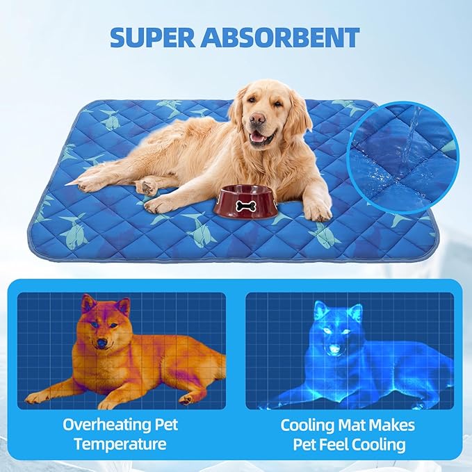 Homimp Dog Cooling Mat,15.5" x 19.5"Thicken Self-Cooling Mat for Dog&Cat,Internal Waterproof& Endothermic,Washable Pet Ice Cool Pad Blanket,Pet Sleeping Pad for Indoor Outdoor in Summer, Non-Toxic