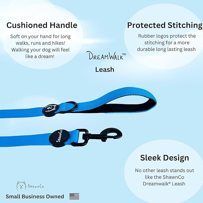 ShawnCo Dream Walk Dog Leash- Premium, Nylon Pet Leash with Soft Neoprene Handle for Small, Medium and Large Dogs (Moonglow, Small)