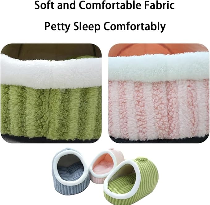 Warm Nest Bed, Soft Cozy Pet Cave with Removable Cushion, Non-Slip Washable Soft Slipper Cave for Small and Medium Pets (Blue, Large)