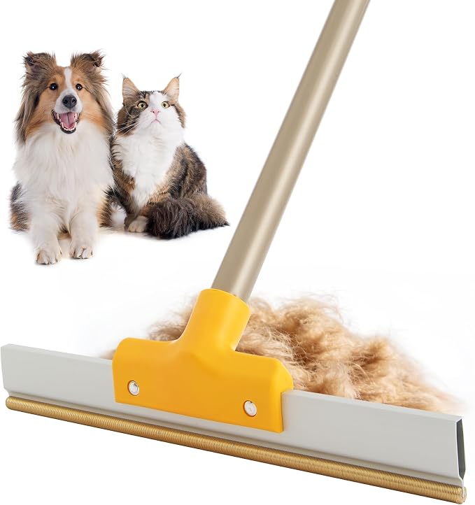Yocada Carpet Rake for Pet Hair Removal Dog&Cat Hair Remover Scraper Rake Reusable Pet Hair Remover Broom 54.3" Telescopic Long Handle for Carpet Sofa Rug Mats Couch