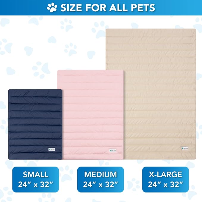 PetAmi Dog Cooling Mat, Q-Max Pet Cooling Blanket with Thick Cushioning, Self Cooling Pad for Dogs & Cats, Reversible Summer Mat for Crate, Couch, Kennel, Navy/Dusty Blue, Small (24x32)