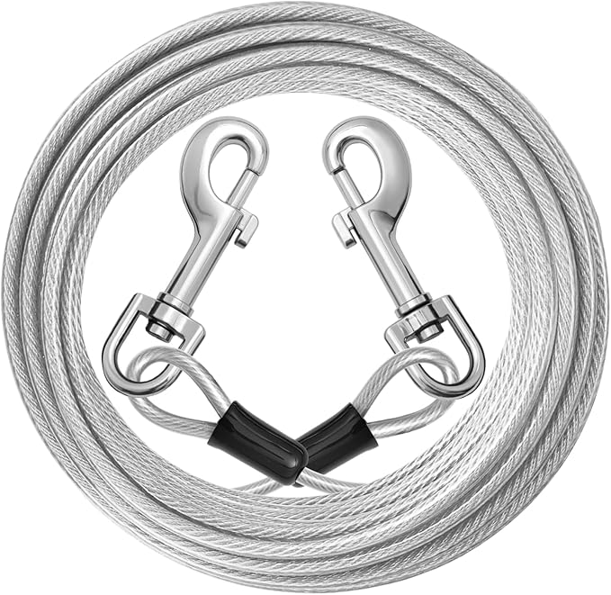 jenico Dog Tie Out Cable: 30ft Dog Leads for Yard Heavy Duty - Reflective Chain Leash for Outside Small Large Dogs Up to 125lbs Outdoor Runner Camping