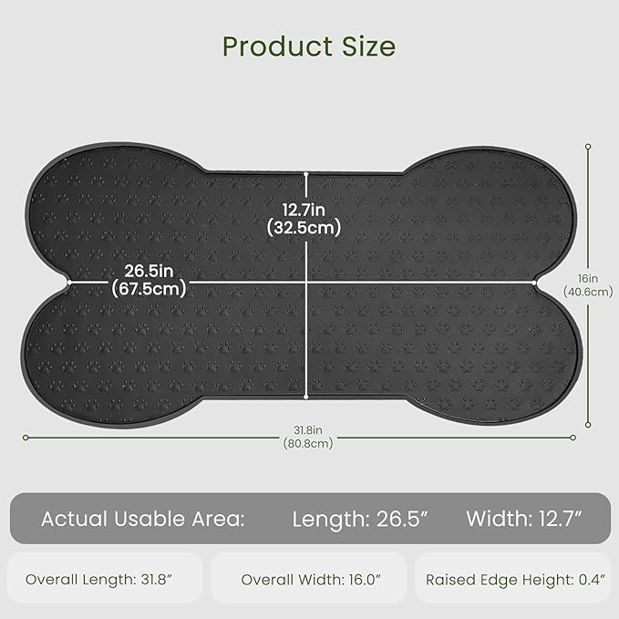 PWTAA Dog Food Mat Anti-Slip Silicone Dog Bowl Mat Thicker Pet Placemat Waterproof Cat Feeder Pad with Raised Edge Puppy Kitten Feeding Mats Suitable Small Medium-Sized Dogs Cats Eating Tray
