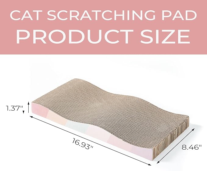 SIDAZON Cat Scratching Pads Cardboard Cat Scratchers for Indoor Cats Reversible Large Wide Corrugated with Catnip and Mini Toy(5pcs)