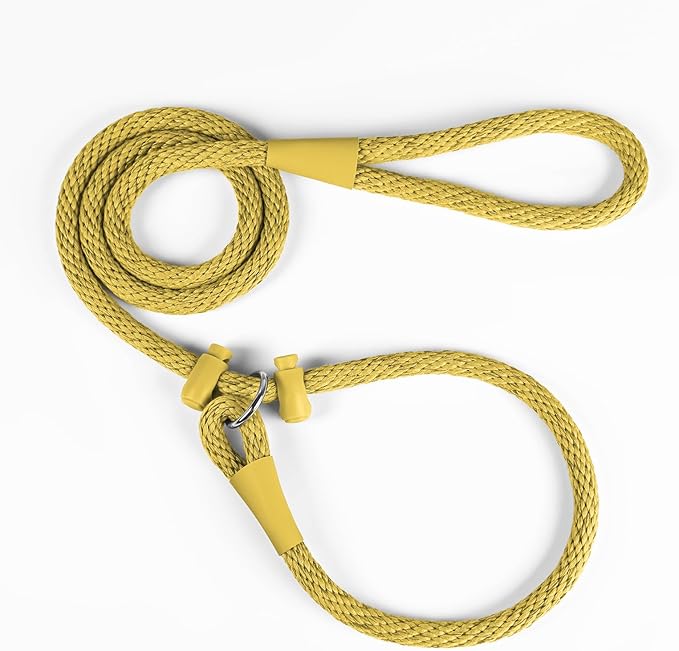 Lynxking Dog Leash Slip Lead Reflective Breathable Rope Comfortable Strong No Pull Slip On Pet Training Lead for Dogs (Yellow, Small 3/8 inch x 6ft)