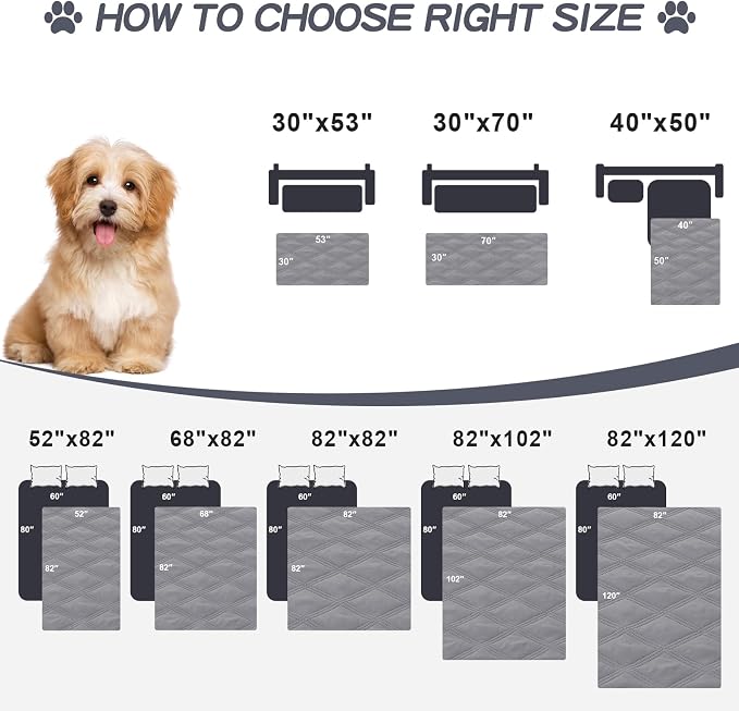 Smiry Waterproof Dog Bed Cover Blanket 40x50, Soft Reversible Pet Blanket, Washable Leakproof Cats Dogs Couch Cover for Sofa, Couch, Furniture, Grey/Dark Grey