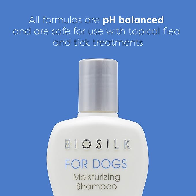 BioSilk for Dogs Silk Therapy Moisture Shampoo with Silk Proteins and Vitamins, Restores Shine and Softness, Sulfate Free, Paraben Free, pH Balanced, Made in USA, 12 Fl Oz