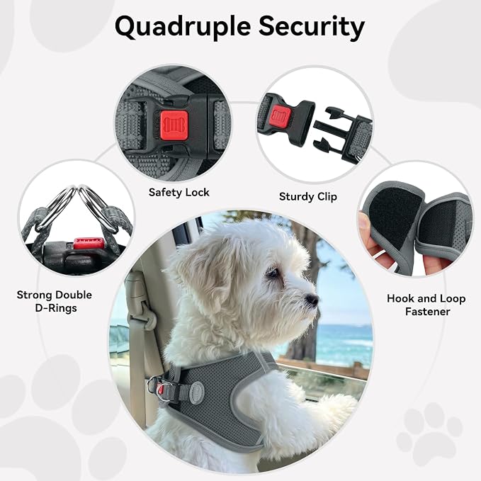 Joytale Small Dog Harness, Breathable Mesh Step-in Vest, Reflective Soft Padded Harnesses Small Sized Dog for Walking, Gray, S