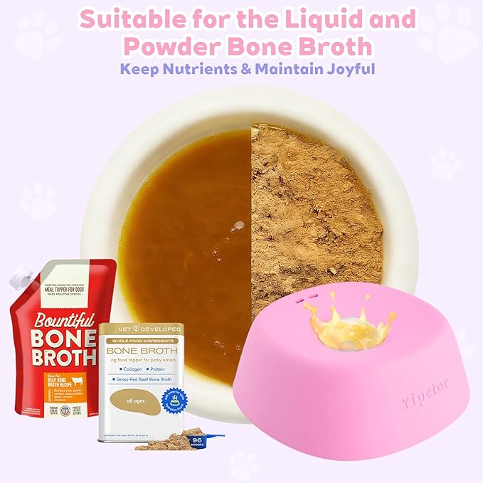 Yipetor Slow Feeder Dog Bowls for Liquid Treat, 【Enrichment Ball-Roll】 Bone Broth Dog Lick Bowl, 3/4 Cup Yogurt Pup Lick Toy for Large Medium Small Breeds Dietary Supplement/Post-op Nutrition (Pink)