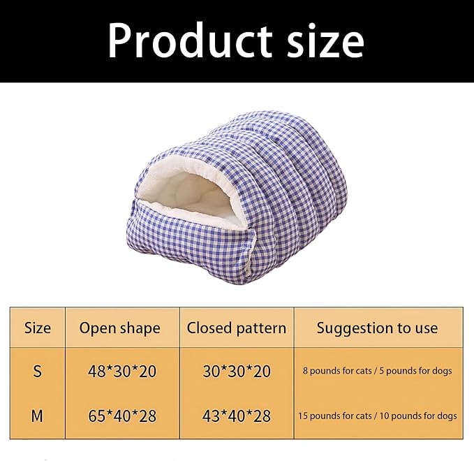 Peiiwdc Portable Enclosed Pet Bed Soft Hideaway with Cover Cave for Dog Cats Nest House Washable Stress Reducing Design Indoor Pet Bed