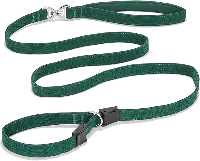 Slip Lead Dog Leash,Soft Corduroy 6 FT Dog Training Leash for Medium Large Dogs,No Pull Slip Leash and Collar with Padded Handle,Dark Green