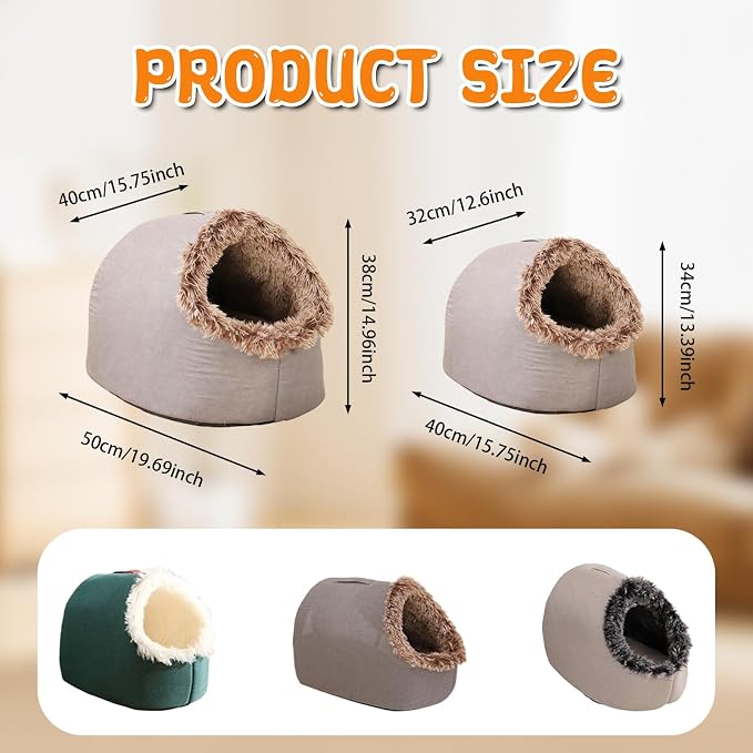 Winter Warm Pet Cave Bed, 2026 New Winter Cozy Cat Tent for Indoor, Soft Plush Cozy Indoor Nest with Non-Slip Bottom for Small Medium Dogs, Cats (Dark Gray, L, 20 * 16 * 15inches)