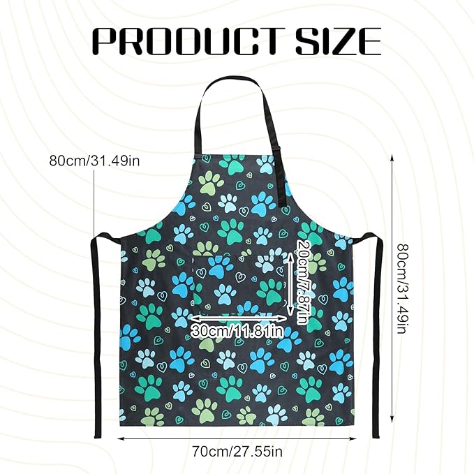Dog Grooming Waterproof Apron with 2 Pockets, Cute Animals Puppy Dog Pets Apron