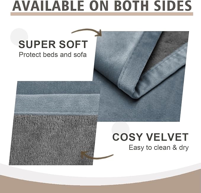 Ameritex Pet Bed Blanket Reversible 100% Waterproof Velvet Super Soft for Sofa and Bed