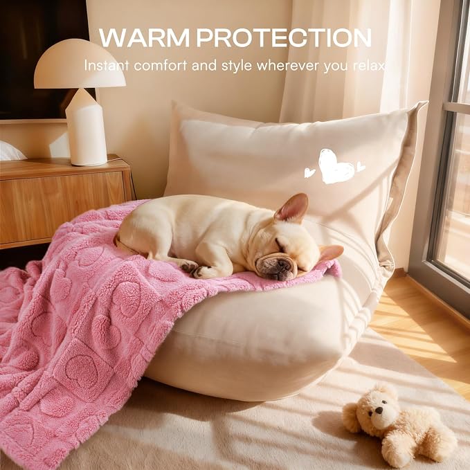Luciphia Small Dog Blanket Washable Pet Bed Cover Soft Fluffy Puppy Blanket with Premium Fleece 300GSM Cozy Calming Cat Blankets for Indoor Cats Pink 41x31 inch
