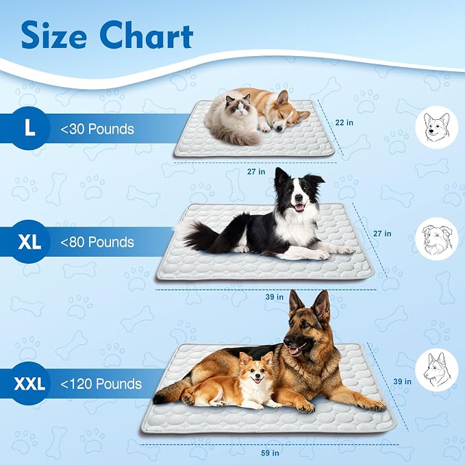 SOMOYA Dog Cooling Mat (Q-Max>0.4) Pet Cooling Pads Blanket Sleeping Kennel Mat,Ice Silk Cool Mat Pad Breathable Dog Bed Mats Beach for Large Dogs Cats (Grey, 27x22 in)