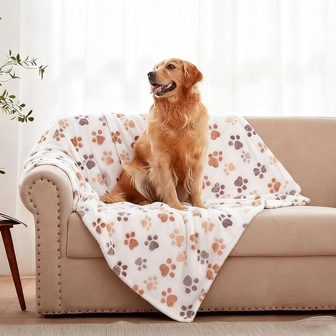Dog Blankets for Medium Dogs, Cat, Premium Soft Dog Blankets for Small Dog Washable, Puppy Blanket Dogs Essentials for Puppies (1, White, 41" x 30")