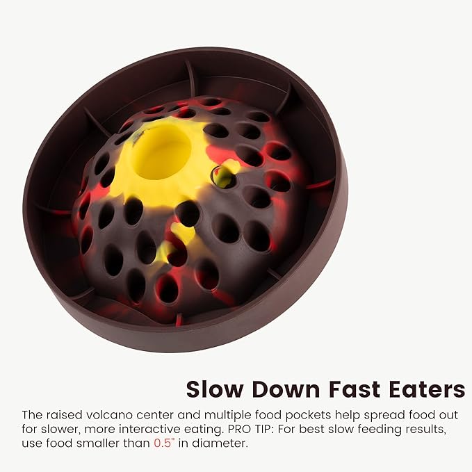 PEGGY11 Volcano-Shaped Silicone Slow Feeder Bowl for Dogs | Raised center design, Multiple Food Pockets, Nonslip base, Dishwasher-safe, Food-grade material, Mealtime enrichment