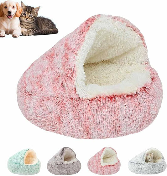 Cozy Cocoon Pet Bed for Dogs,Dog Bed with Hood,Small Dog Bed with Cover Cave,Cozy Cave Pet Beds for Small Medium Large (Pink, X-Large)