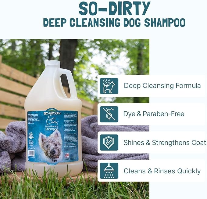 Bio-Groom So-Dirty Dog Shampoo - Quick Rinse Pet Shampoo, Dog Bathing Supplies, Puppy Wash, Dog Grooming Supplies, Cruelty-Free, Made in USA, Shampoo for Smelly Dogs - 5 Gallons