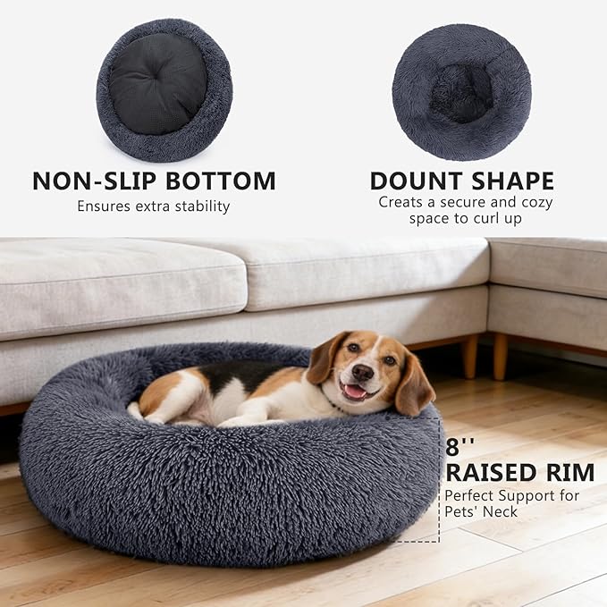 MIXJOY Orthopedic Dog Bed Comfortable Donut Cuddler Round Pet Beds Ultra Soft Washable Dog and Cat Cushion Bed (30'', Coffee)