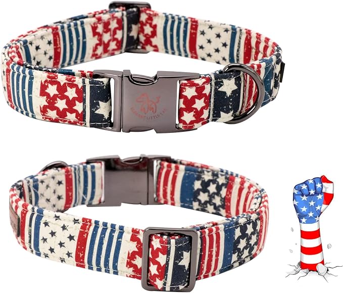 Elegant little tail Independence Dog Collar, July 4th American Flag Bowtie Puppy Collars, Hoiday Pet Collars Cute Pet Bowtie Dog Collar for X-Small Puppy