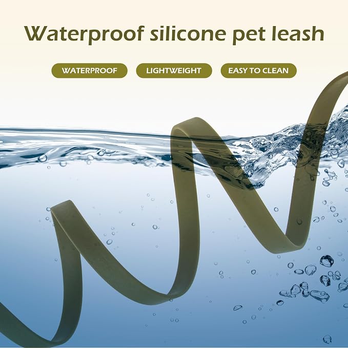 WOLFONE Waterproof PVC Dog Leash Long Training Lead 50FT Heavy Duty Tangle-Free Nylon Core Easy Clean Rubber Coated Leash for Small Medium Large Dogs Outdoor Training