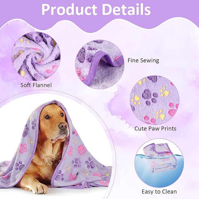 Dog Blankets for Medium Dogs, Cat, Premium Soft Dog Blankets for Small Dog Washable, Puppy Blanket Dogs Essentials for Puppies (1, Purple, 41" x 30")