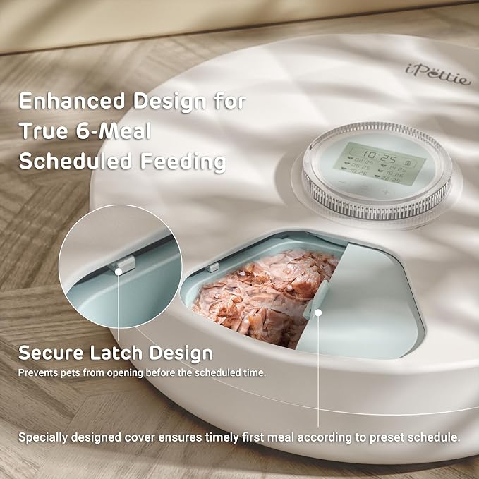 iPettie Brioche Automatic Wet Food Feeder for Pets with Two Ice Packs, Perfect for Newborn Senior Sick Cats and Small Dogs, Stainless Steel and PlasticTray