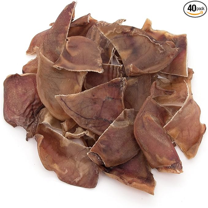 Best Pet Supplies GigaBite Half-Cut Pig Ears for Dogs - All-Natural Slow-Roasted Chews that Clean Teeth and Satisfy Aggressive Chewers - 40 Pack for Medium, Large Dogs