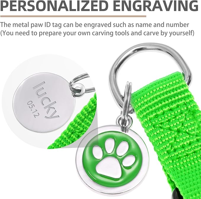 PUPTECK No Pull Dog Harness Soft Adjustable Basic Nylon Step in Puppy Vest Outdoor Walking with ID Tag, Green, M