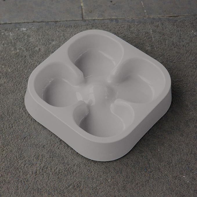 Healthy Slow Feeding Dog Bowl for French Bulldog -Slow Feeder Dog Bowl No Chocking Dog Cat Food Water Bowl with Four-Leaf Clover Pattern (Grey)