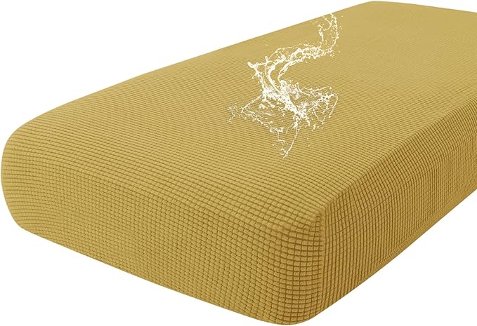 hyha Waterproof Couch Cushion Covers for Pets, Non Slip Sofa Cover for Dogs Washable, Soft Thick Stretch Jacquard Fabric, Sofa Slipcovers with Elastic Bottom (1 Piece for Large, Ginger Yellow)