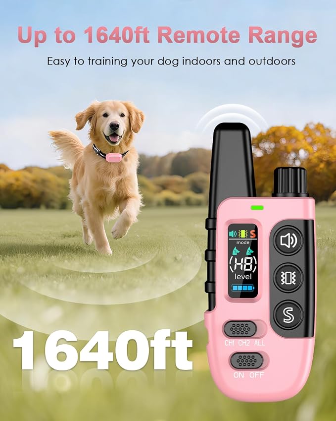 Shock Collar for Dogs, IP67 Waterproof Dog Training Collar with Remote Control, 3 Modes: Beep, Vibration, Safe Static, Rechargeable Adjustable for 15-110lbs Medium Large Dogs