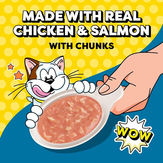 Temptations Lickable Spoons, Soft Lickable Cat Treats, Adult Wet Cat Treats, Salmon Flavor with Chicken Chunks, 8 Spoons, Pack of 12 (96 Total)