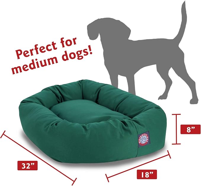 Majestic Pet 32 Inch Bagel Calming Dog Bed Washablee – Cozy Soft Round Dog Bed with Spine Support for Dogs to Rest their Head - Fluffy Donut Dog Bed 32x23x7 (Inch) - Round Pet Bed bed Small – Green