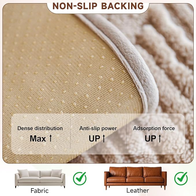 OTOB Couch Covers for 3 Cushion Couch Sofa Pet Friendly, Washable Plush Sofa Slipcovers Furniture Protector, Non Slip All Season Soft Fuzzy Pet Couch Cover, 1 Piece(Coffee, 27.6"x82.7")