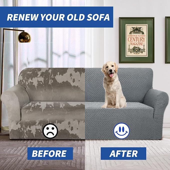 YEMYHOM Couch Cover Latest Jacquard Design High Stretch Extra Large Sofa Covers Pet Dog Cat Proof Oversized Slipcover Non Slip Magic Elastic Furniture Protector (XL Sofa, Light Gray)