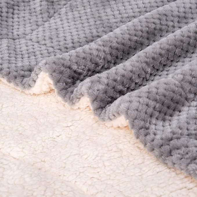 DW-Flint Gray Plush Fleece Receiving Blanket for Dog, Cat, Couch, Sofa, Travel and Outdoor, Camping (32" x 40")