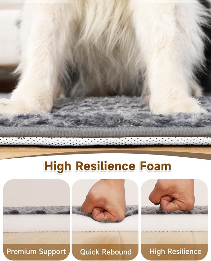 XXL Dog Bed for Crate High Resilience Foam Crate Pad Mat for Large Dogs Washable Anti-Slip,47" x 29",Dark Gray