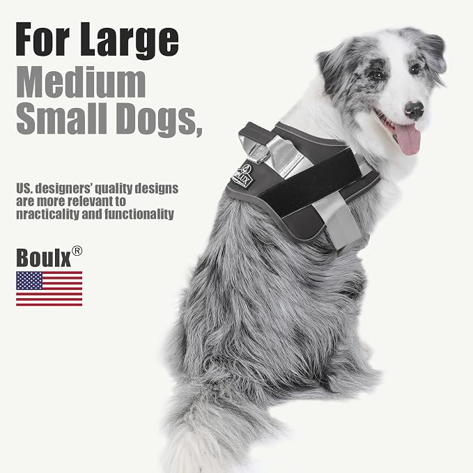 Dog Harness, No-Pull Reflective Dog Vest, Breathable Adjustable Pet Harness with Handle for Outdoor Walking - No More Pulling, Tugging or Choking (Black, XS)